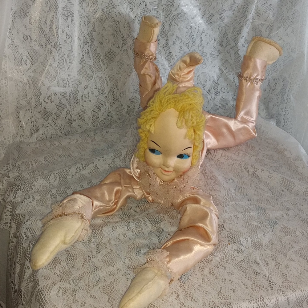 Vintage 1950s Pink Pixie Bendable Bed Doll